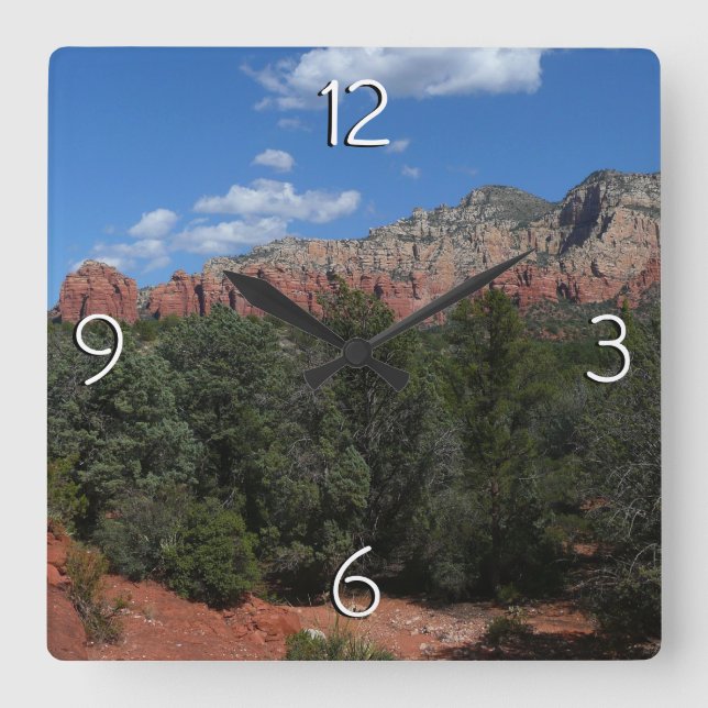 Panorama of Red Rocks in Sedona Arizona Square Wall Clock (Front)