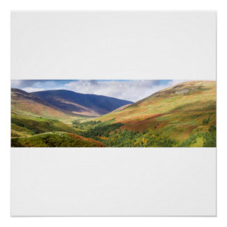 Panorama of Scottish Highlands Glossy Poster