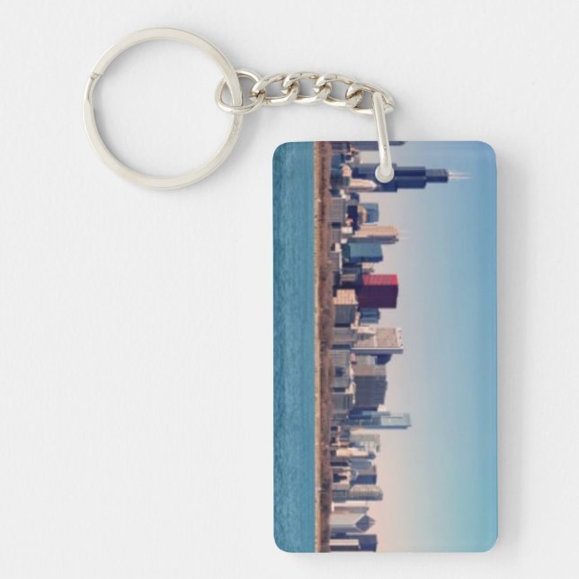Panorama of the Chicago skyline Key Ring (Front)