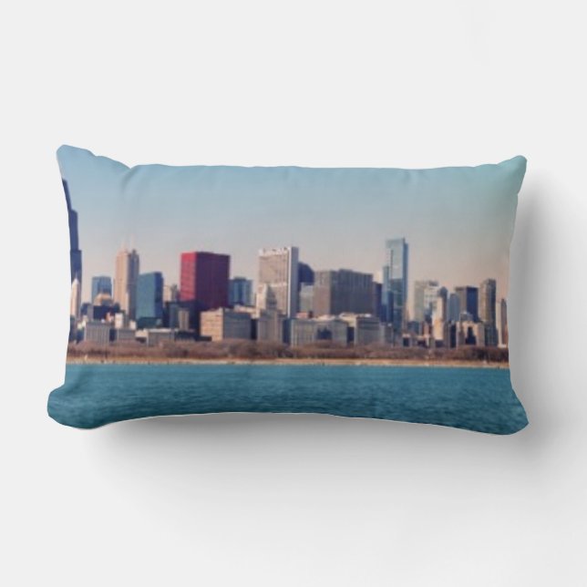 Panorama of the Chicago skyline Lumbar Cushion (Front)