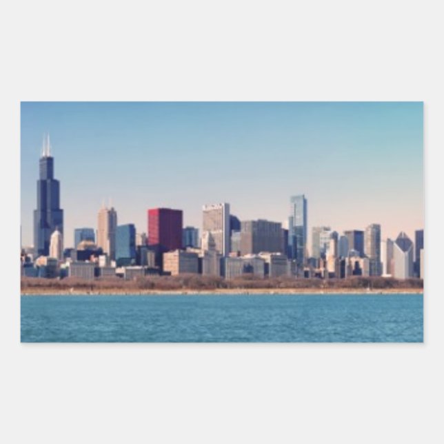 Panorama of the Chicago skyline Rectangular Sticker (Front)