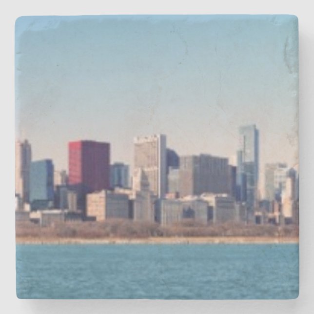 Panorama of the Chicago skyline Stone Coaster (Front)