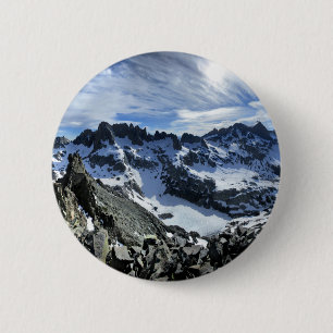 Panorama of the Minarets and Iceberg Lake - Sierra 6 Cm Round Badge