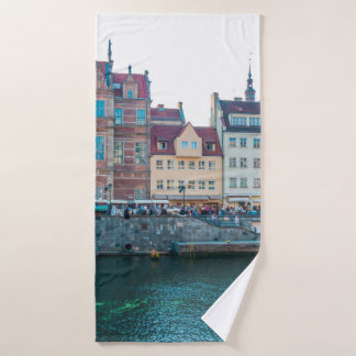 Panorama of typical colourful decorative mediaeval bath towel