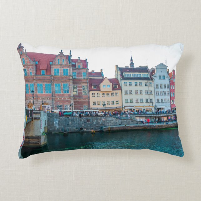 Panorama of typical colourful decorative mediaeval cushion (Front)