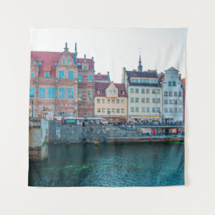 Panorama of typical colourful decorative mediaeval tapestry