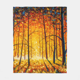 Panorama orange autumn sunny warm park alley fores fleece blanket