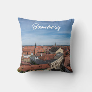 Panorama view of old town from above in Bamberg Cushion