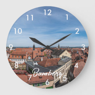Panorama view of old town from above in Bamberg Large Clock