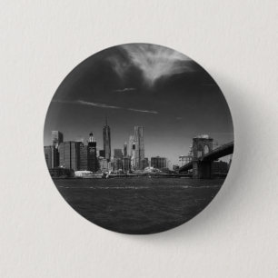 Panoramic Black White Brooklyn 6 Cm Round Badge
