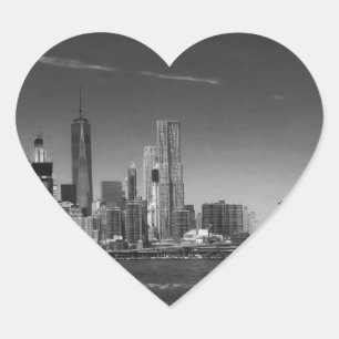 Panoramic Black White Brooklyn Heart Sticker