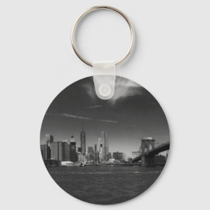 Panoramic Black White Brooklyn Key Ring