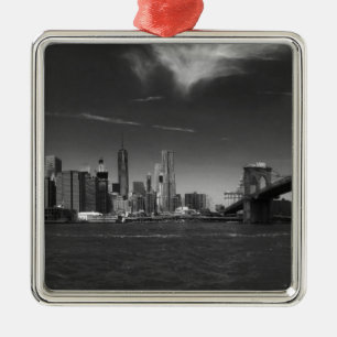 Panoramic Black White Brooklyn Metal Tree Decoration