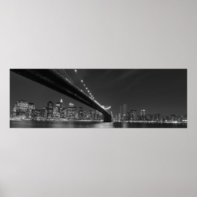 Panoramic Black White New York City Skyline Poster (Front)
