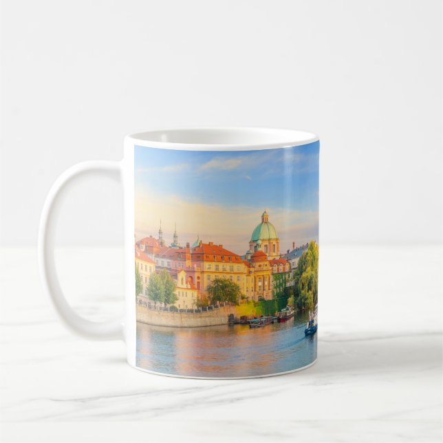 Panoramic Charles Bridge Prague Skyline Coffee Mug (Left)