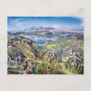 Panoramic Drawing Of Yellowstone Postcard