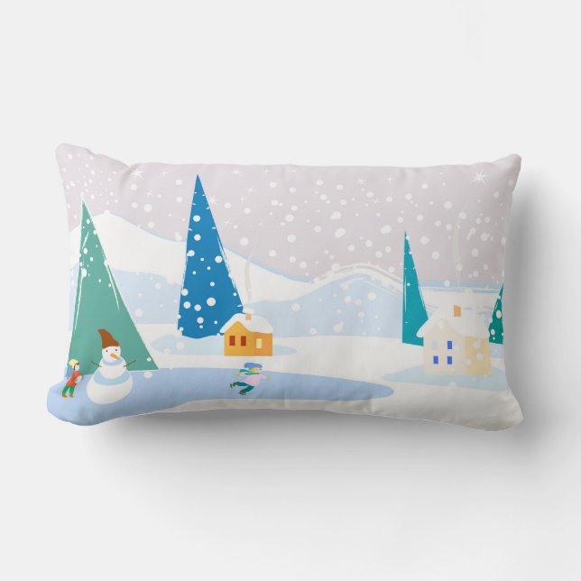 Panoramic illustration, vector, wonderful winter v lumbar cushion (Front)