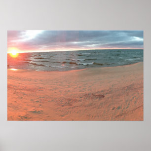 Panoramic Lake Michigan Sunset Poster