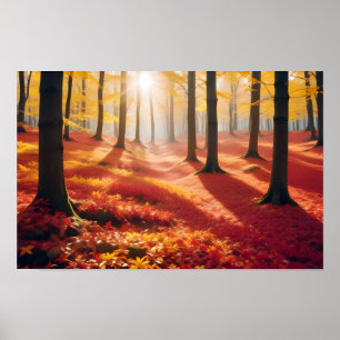 Panoramic Landscape Autumn Forest Nature Tranquil  Poster