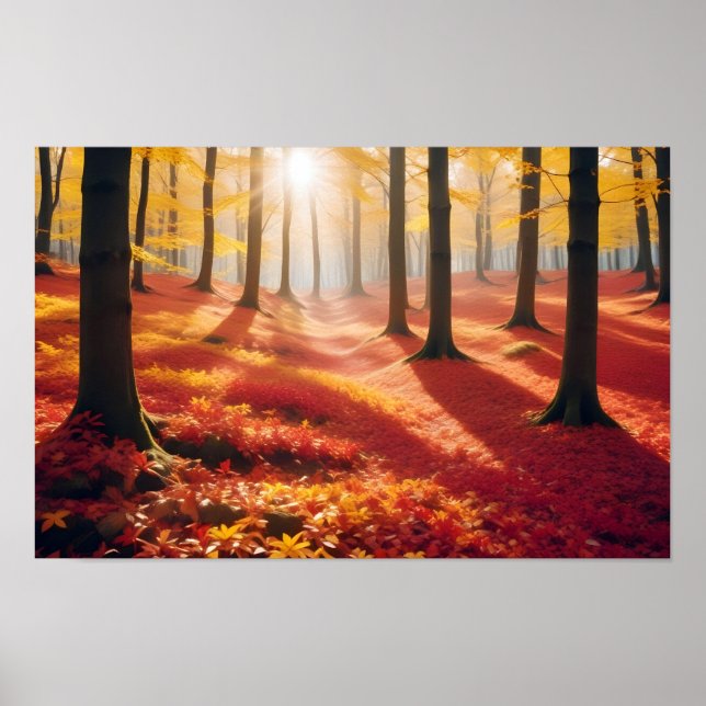Panoramic Landscape Autumn Forest Nature Tranquil  Poster (Front)