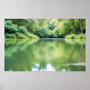 Panoramic Landscape Forest Lake Nature Tranquil  Poster