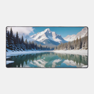 Panoramic Landscape Mountains Lake Nature Tranquil Desk Mat