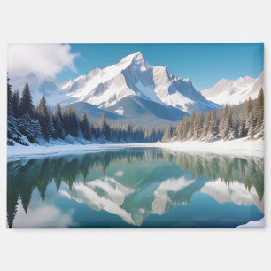 Panoramic Landscape Mountains Lake Nature Tranquil Magnet