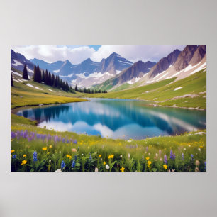 Panoramic Landscape Mountains Picturesque Nature  Poster