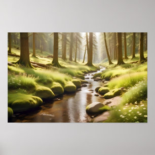 Panoramic Landscape Panoramic River Nature Forest Poster