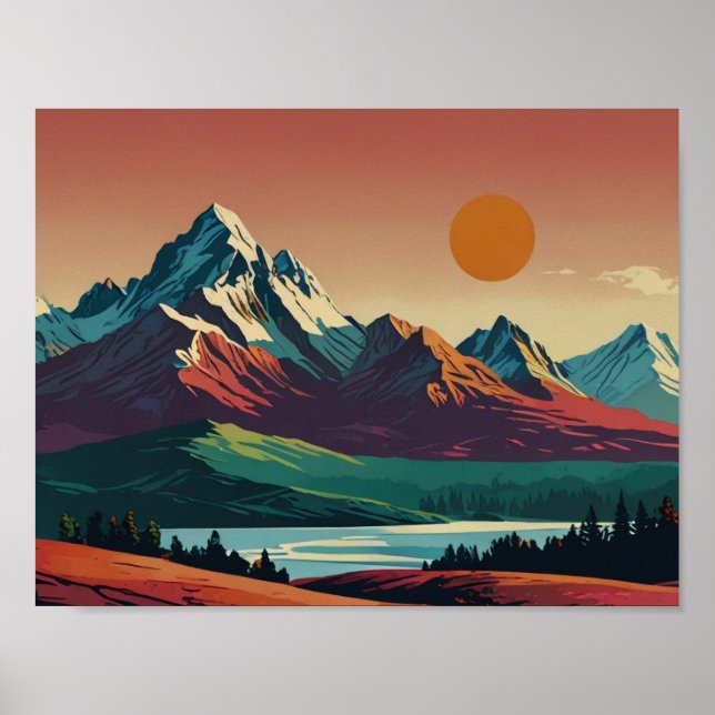 Panoramic Mid Century Modern Mountain poster (Front)