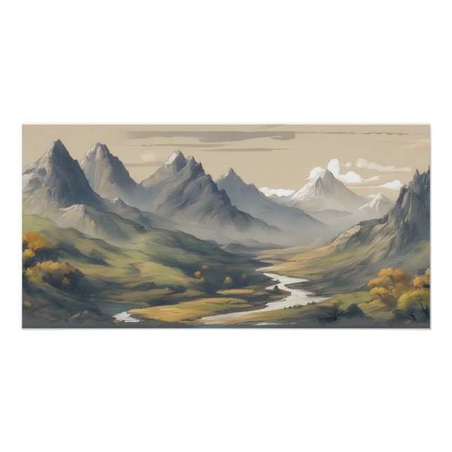 Panoramic mountain scenery poster (Front)