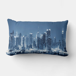 Panoramic Night Skyline New-York City Lumbar Cushion