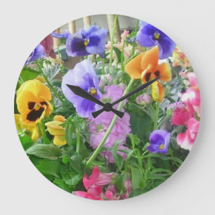 Panoramic Pansies Wall Clock