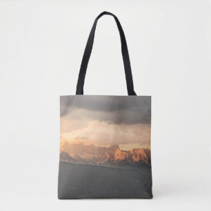 PANORAMIC PHOTOGRAPHY OF MOUNTAIN TOTE BAG