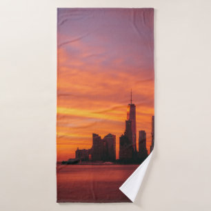 PANORAMIC PHOTOGRAPHY OF SUNSET AT THE CITY BATH TOWEL