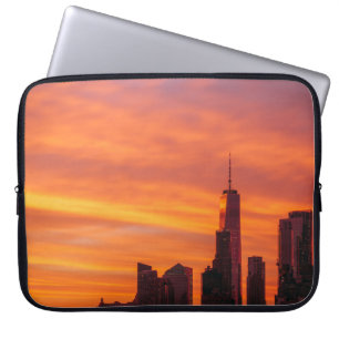 PANORAMIC PHOTOGRAPHY OF SUNSET AT THE CITY LAPTOP SLEEVE