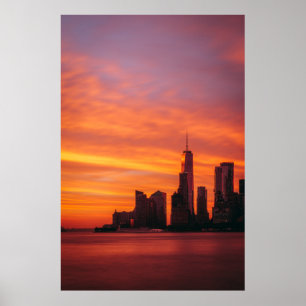 PANORAMIC PHOTOGRAPHY OF SUNSET AT THE CITY POSTER
