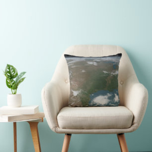 Panoramic Planet Earth And The Us. 2 Cushion