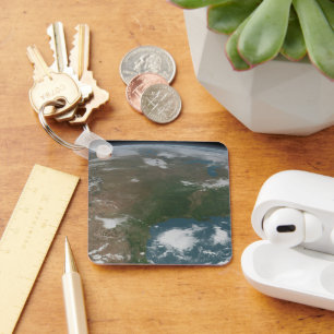 Panoramic Planet Earth And The Us. 2 Key Ring