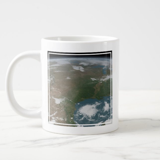 Panoramic Planet Earth And The Us. 2 Large Coffee Mug (Left)