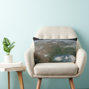 Panoramic Planet Earth And The Us. 2 Lumbar Cushion