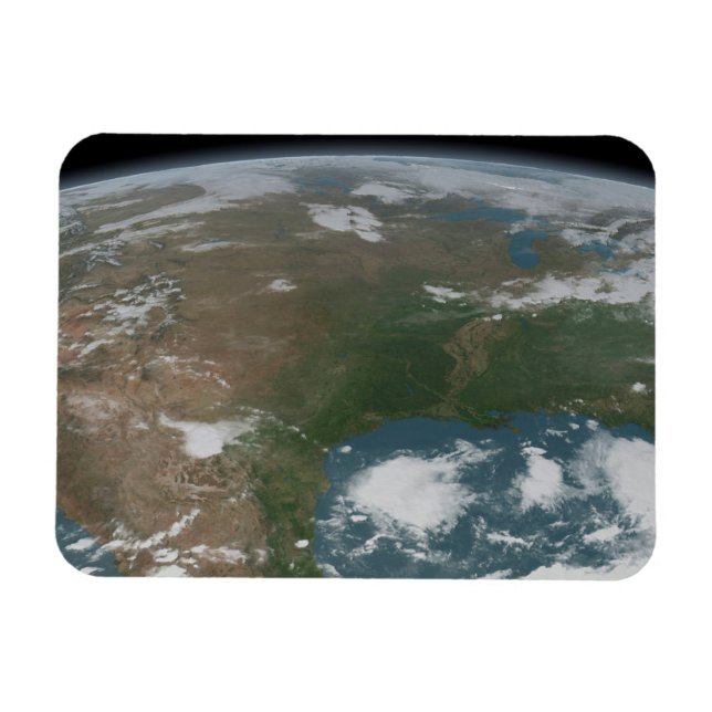 Panoramic Planet Earth And The Us. 2 Magnet (Horizontal)