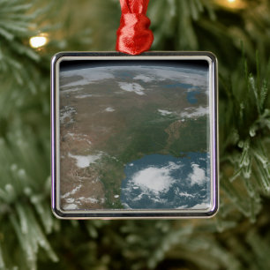 Panoramic Planet Earth And The Us. 2 Metal Ornament