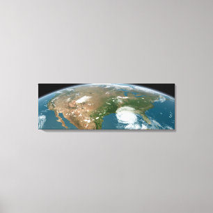 Panoramic Planet Earth And The Us. Canvas Print