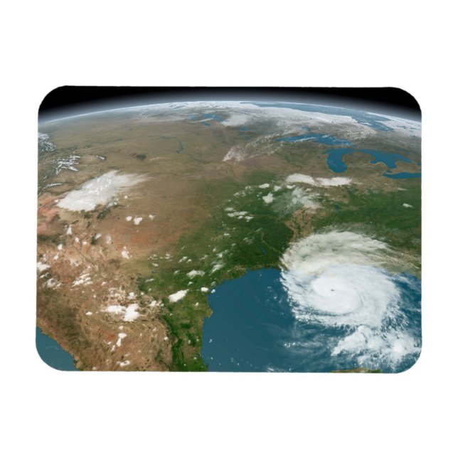 Panoramic Planet Earth And The Us. Magnet (Horizontal)