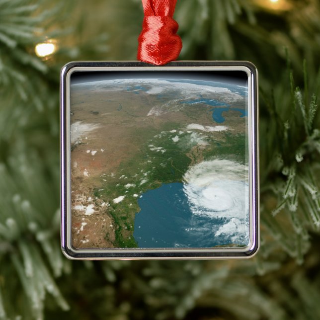 Panoramic Planet Earth And The Us. Metal Ornament (Tree)