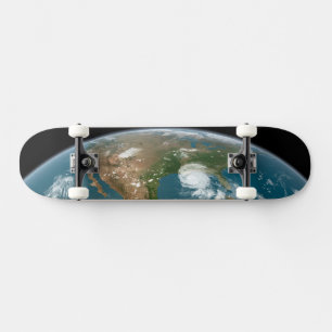 Panoramic Planet Earth And The Us. Skateboard