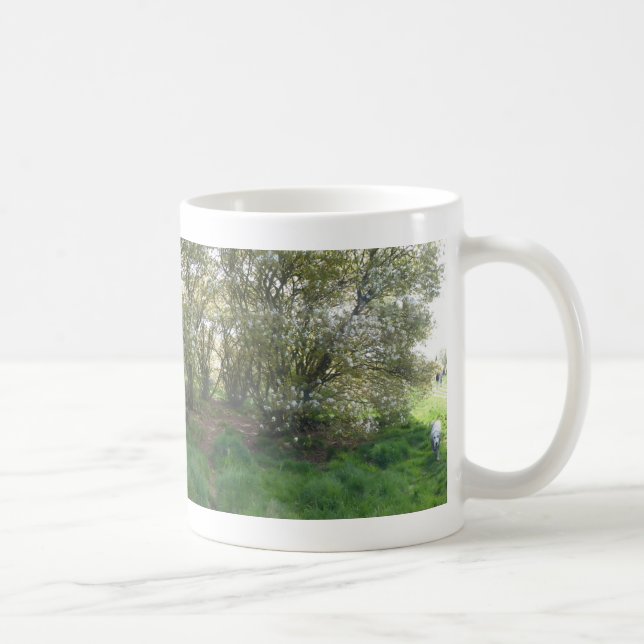 Panoramic Raisin Tree Blossoms with dog Mug (Right)