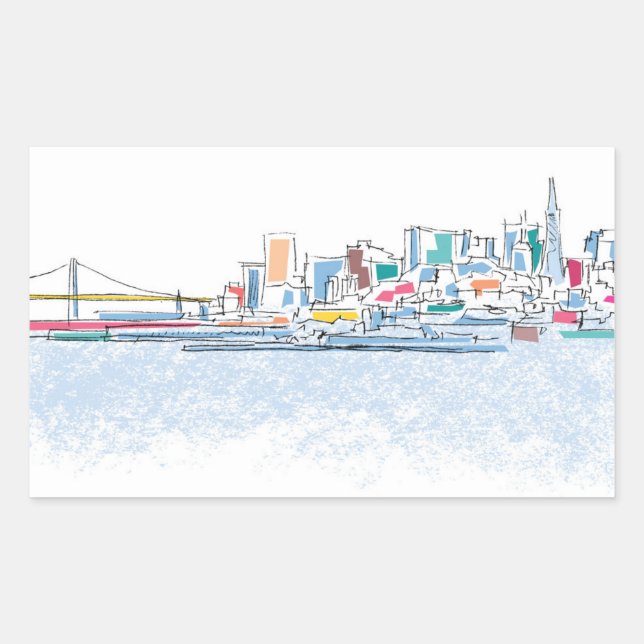 Panoramic San Franciso, CA Rectangular Sticker (Front)