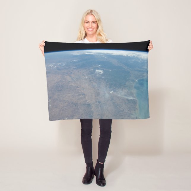 Panoramic Texas And The Gulf Of Mexico Fleece Blanket (In Situ)